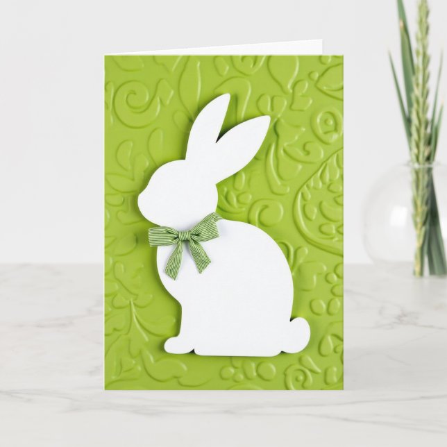 Tarjeta de primavera del conejo verde (Anverso)