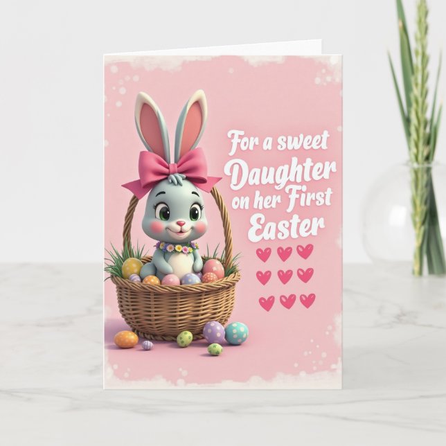 Tarjeta de primavera del corazón de conejito (Anverso)
