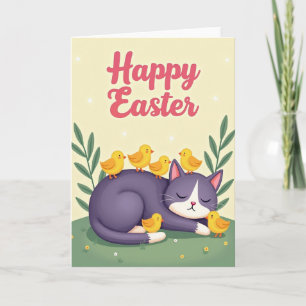 Tarjeta de primavera del gato durmiente
