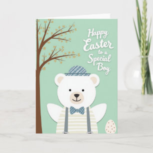Tarjeta de primavera del oso a cuadros