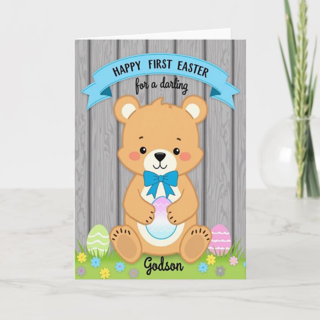Tarjeta de primavera del oso amigable (Anverso)