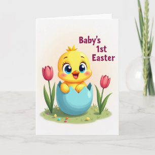Tarjeta de primavera feliz de pollito lindo