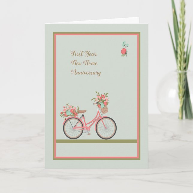 Tarjeta de primer año de aniversario de casa con b (Anverso)