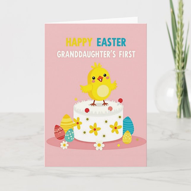 Tarjeta de primer cumpleaños con pastel (Anverso)