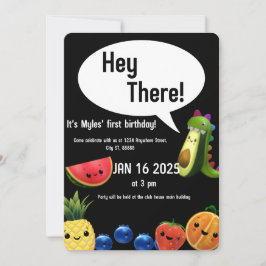 Tarjeta de primer cumpleaños con temática de fruta