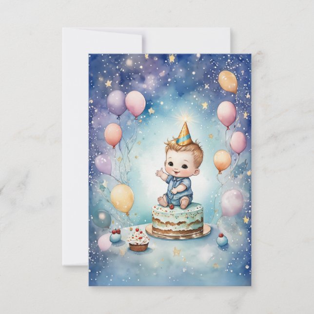 Tarjeta de primer cumpleaños de Starry Sky (Anverso)