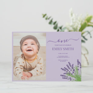 Tarjeta de primer cumpleaños floral Lavender