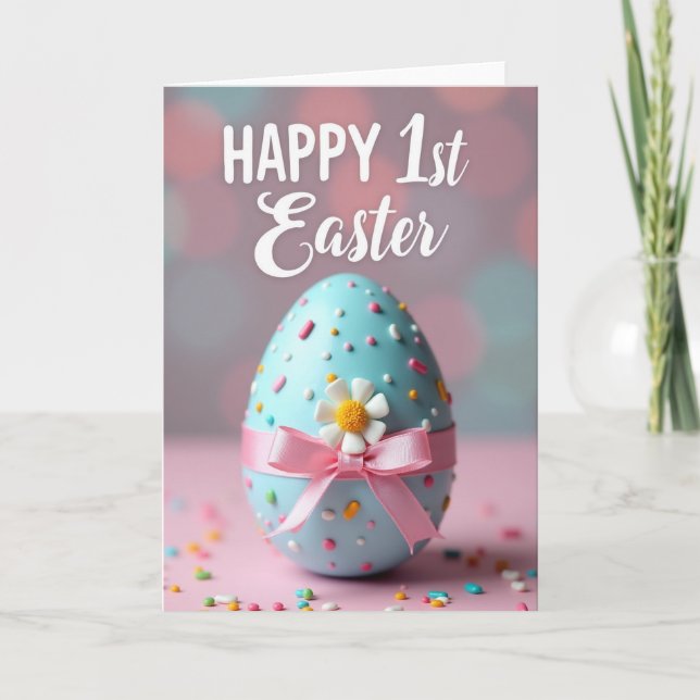 Tarjeta de primer Pascua con brillo falso (Anverso)