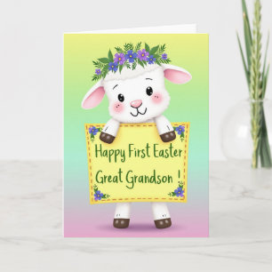 Tarjeta de primer Pascua del nieto linda