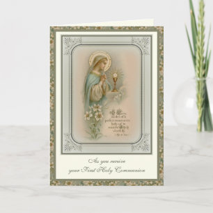 Tarjeta de Primera Comunión Virgen María Eucaristí