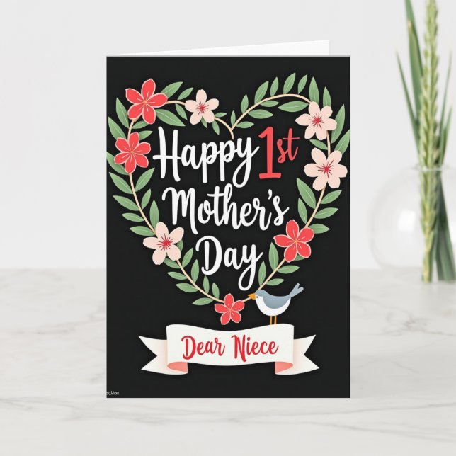 Tarjeta de Primera Madre Floral (Anverso)