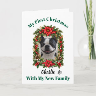 Tarjeta de Primera Navidad de Boston Terrier