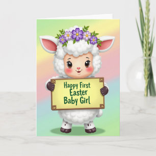 Tarjeta de Primera Pascua de Bebé Niña