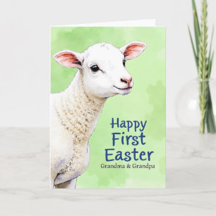 Tarjeta de primera Pascua de Cordero Abuela Abuelo