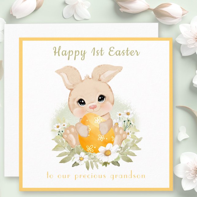 Tarjeta de primera Pascua Neutral Cute Yellow Bunn (Cute Yellow Bunny Neutral First Easter Card)