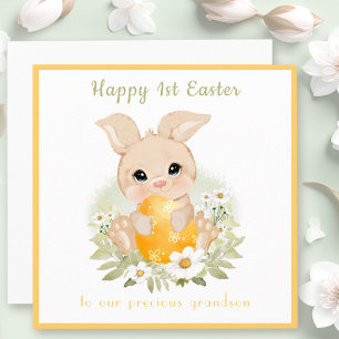 Tarjeta de primera Pascua Neutral Cute Yellow Bunn