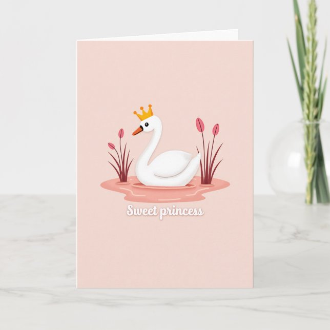 Tarjeta de Princesa Cisne con Patrón Rosa (Anverso)