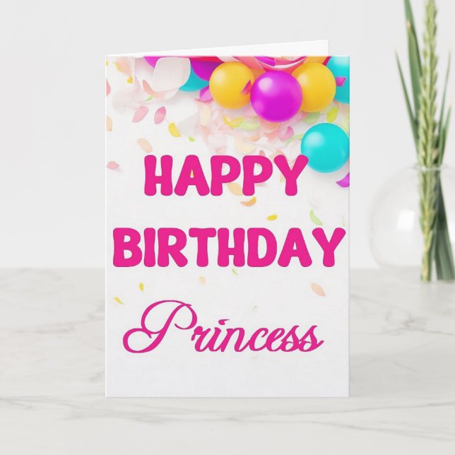 Tarjeta de Princesa de Cumpleaños Feliz (Anverso)