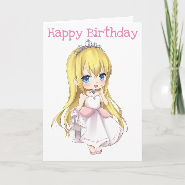 Tarjeta de Princesa de Cumpleaños Feliz (Anverso)