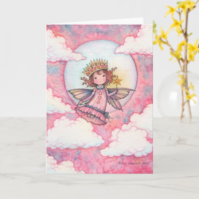 Tarjeta de Princesa Hada Linda para Todas las Ocas (flor amarilla)