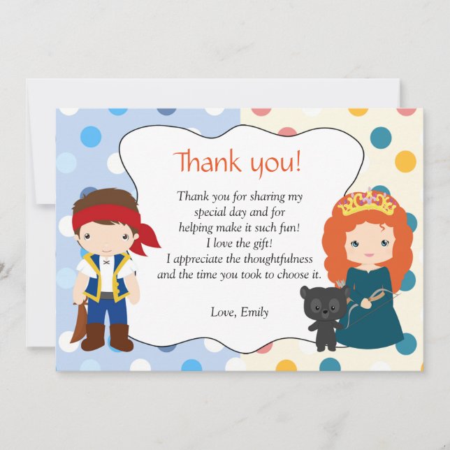 Tarjeta de princesa Thank You Note Personalised (Anverso)