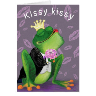 Tarjeta de príncipe de rana romántica
