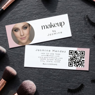 Tarjeta de profesional de belleza rosa blanca y el