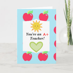 Tarjeta de profesor con la manzana