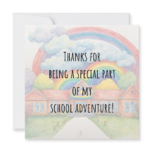 Tarjeta de profesor de arte con el moderno arcoiri