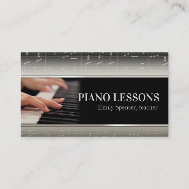 Tarjeta de profesor de música de piano profesional (Anverso)