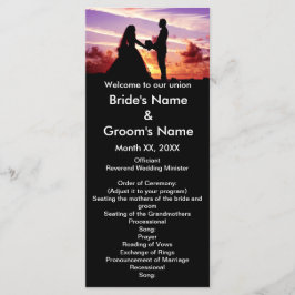 Tarjeta de programa Boda Bride y Groom en Sunset
