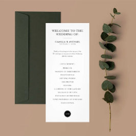 Tarjeta de programa Boda vertical simple y moderna