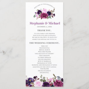 Tarjeta de programa Boho Boho Floral de Lavanda Pú