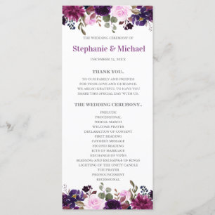 Tarjeta de programa Boho Boho Floral de Lavanda Pú