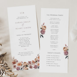 Tarjeta de programa Boho Purple Floral Garden Wedd