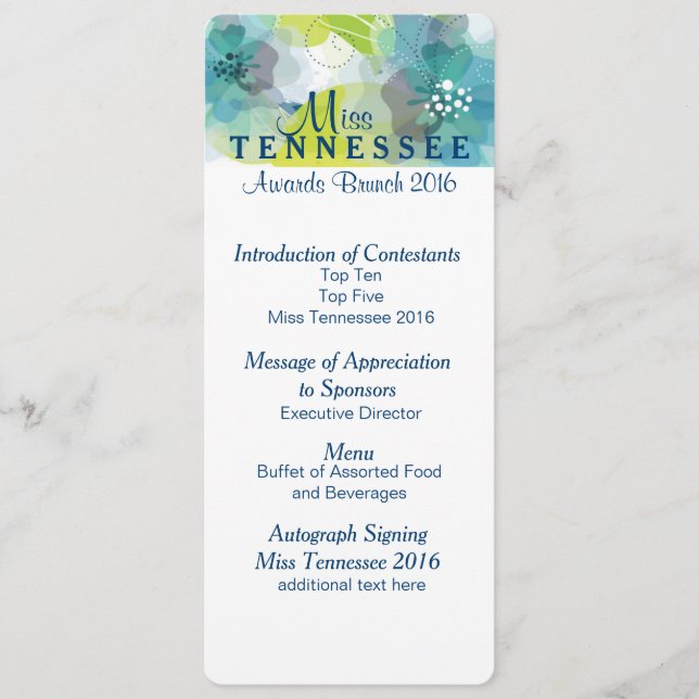 Tarjeta de programa Brunch de personalizado Floral (Anverso)