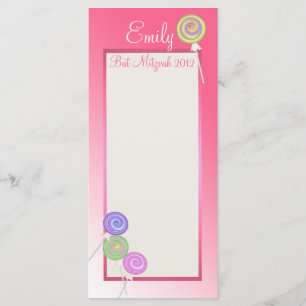 Tarjeta de programa Candy Sweet Bat Mitzvah