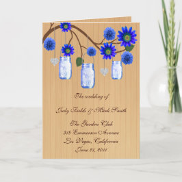 Tarjeta de programa Country Rustic Blue Mason Jars