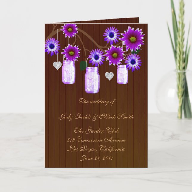 Tarjeta de programa Country Rustic Purple Mason Ja (Anverso)