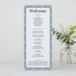 Tarjeta de Programa de Boda Art Déco en Azul Polvo
