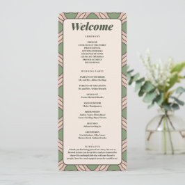 Tarjeta de Programa de Boda Art Déco Verde Salvia