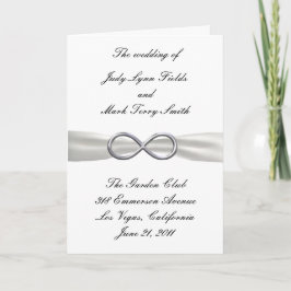 Tarjeta de programa de boda blanca Silver Infinity