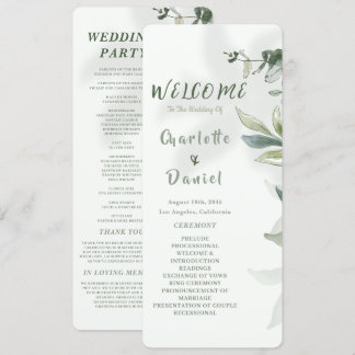 Tarjeta de programa de boda botánico moderno orgán