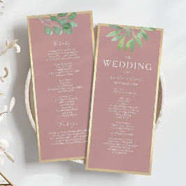 Tarjeta de programa de boda botánico Rosa Polvorie