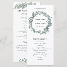 Tarjeta de programa de boda botánico Sage & Stone