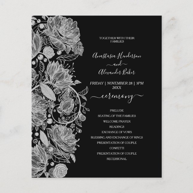 Tarjeta de programa de boda clásica de presupuesto (Frente)