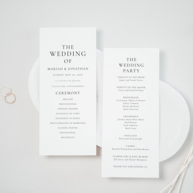Tarjeta de programa de boda clásica minimalista mo (Subido por el creador)