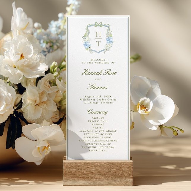 Tarjeta de programa de boda con cresta de hortensi (Subido por el creador)