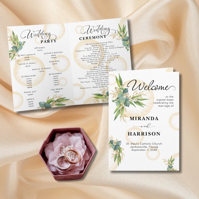 Tarjeta de Programa de Boda con Esferas Doradas y  (Subido por el creador)