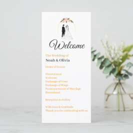 Tarjeta de Programa de Boda con Letra Moderna
